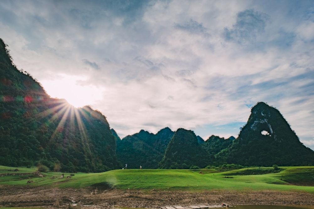 Nui Thung captivates visitors with its massive circular hole carved through the limestone peak